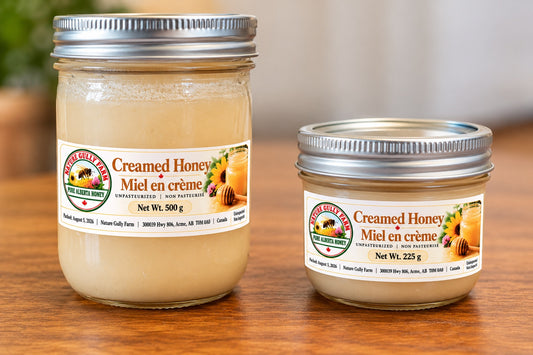 Farm-Fresh Creamed, Unpasteurized Honey - $6.50/225 g Jar.